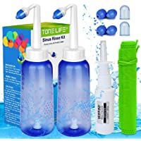 Neti Pot–2 botellas+4 boquillas+spray nasal (solo botella) –300 ml Neti Pot Sinus Rinse Kit de enjuague para senos…